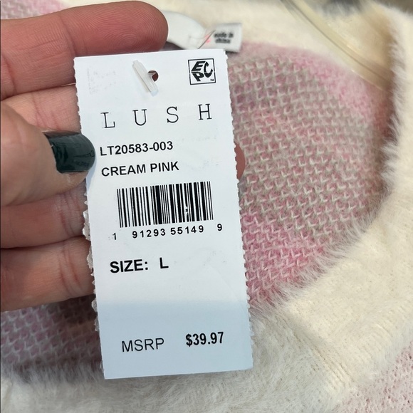 Lush Pink and Cream Floral Cardigan size large. NWT! - Picture 7 of 8